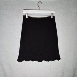 Larry Levine Skirt Women 8 Black Stretch Pleated Knee Length Zipper Academia